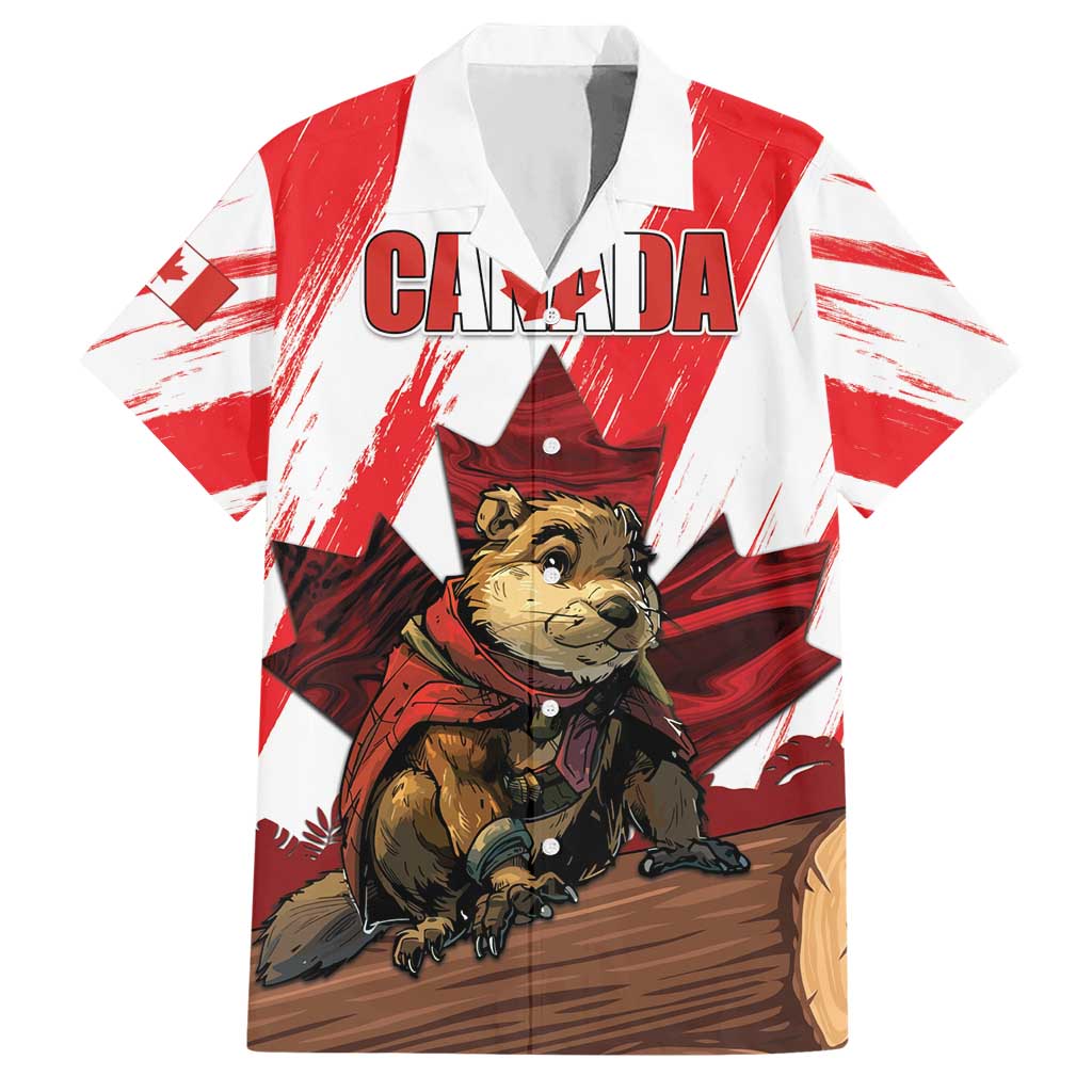 Personalised Canada Beaver Adventurer Hawaiian Shirt With Maple Leaf