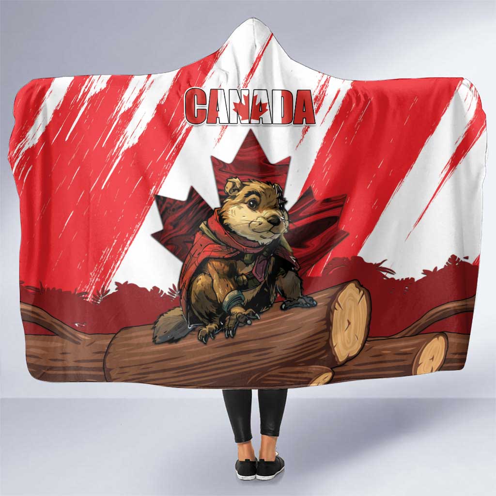 Canada Beaver Adventurer Hooded Blanket With Maple Leaf