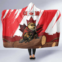Canada Beaver Adventurer Hooded Blanket With Maple Leaf
