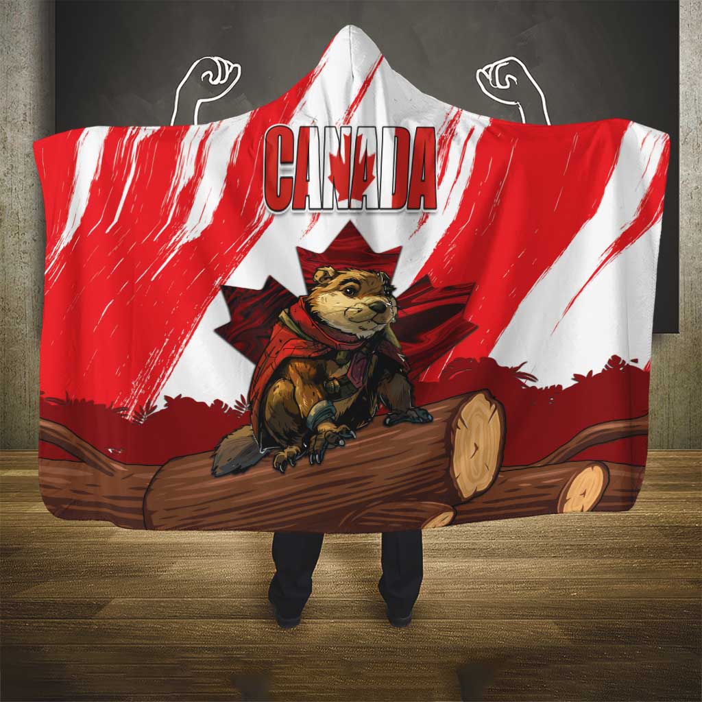 Canada Beaver Adventurer Hooded Blanket With Maple Leaf