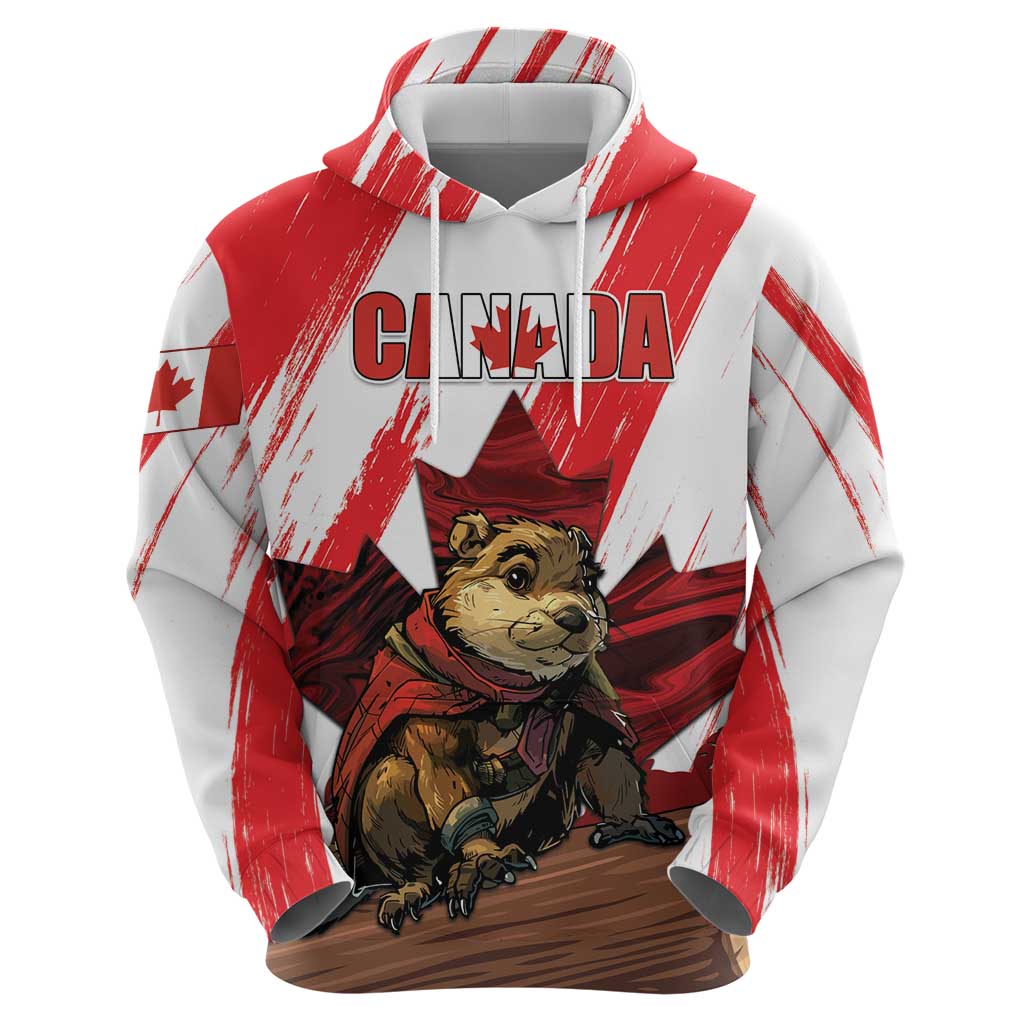 Personalised Canada Beaver Adventurer Hoodie With Maple Leaf