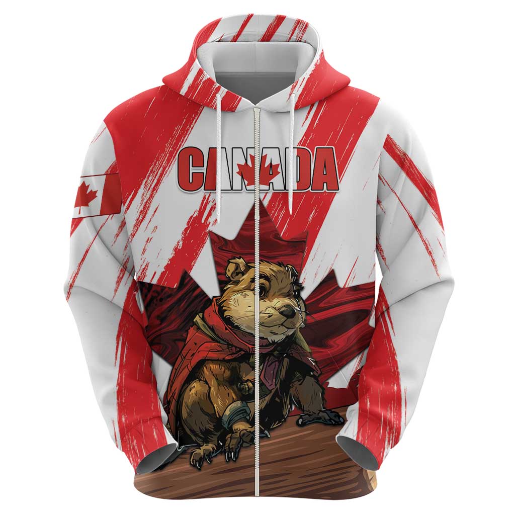 Personalised Canada Beaver Adventurer Hoodie With Maple Leaf