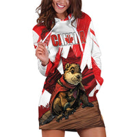 Personalised Canada Beaver Adventurer Hoodie Dress With Maple Leaf