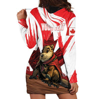 Personalised Canada Beaver Adventurer Hoodie Dress With Maple Leaf