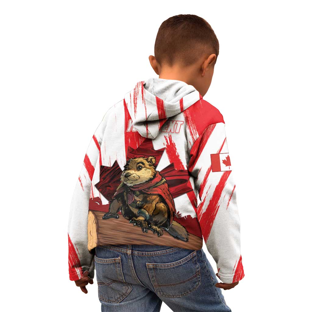 Personalised Canada Beaver Adventurer Kid Hoodie With Maple Leaf