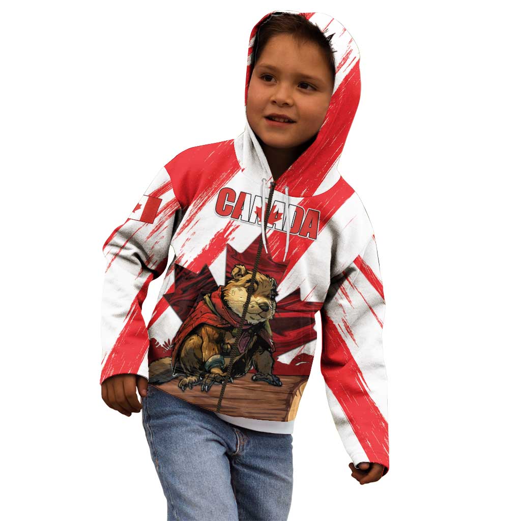 Personalised Canada Beaver Adventurer Kid Hoodie With Maple Leaf