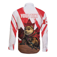 Personalised Canada Beaver Adventurer Long Sleeve Button Shirt With Maple Leaf