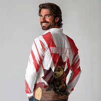 Personalised Canada Beaver Adventurer Long Sleeve Polo Shirt With Maple Leaf