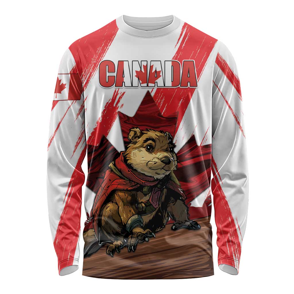 Personalised Canada Beaver Adventurer Long Sleeve Shirt With Maple Leaf