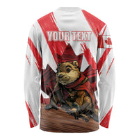 Personalised Canada Beaver Adventurer Long Sleeve Shirt With Maple Leaf