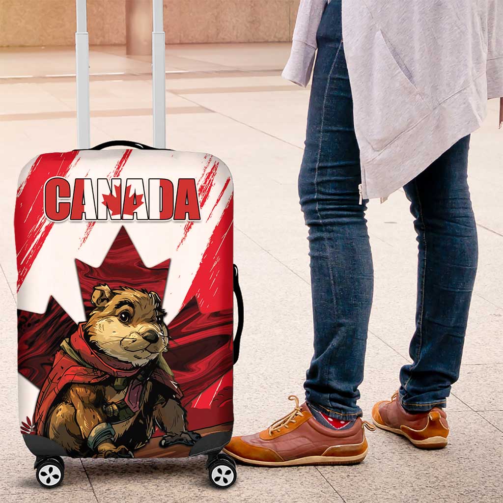 Canada Beaver Adventurer Luggage Cover With Maple Leaf