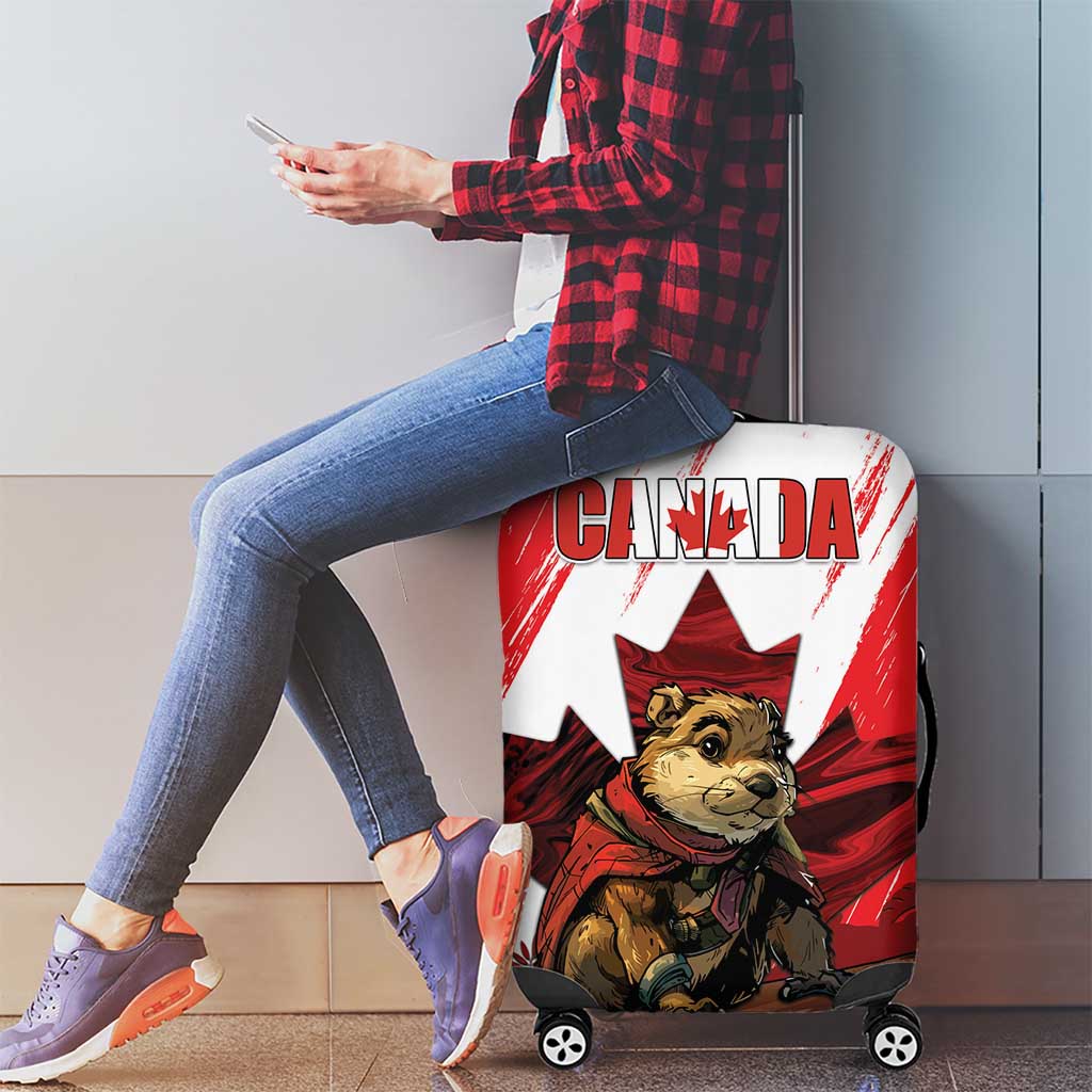 Canada Beaver Adventurer Luggage Cover With Maple Leaf
