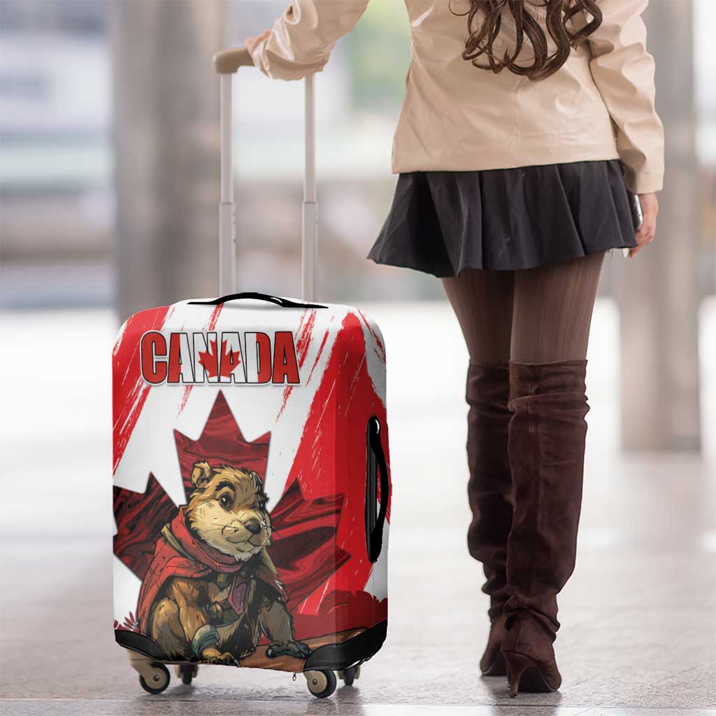 Canada Beaver Adventurer Luggage Cover With Maple Leaf