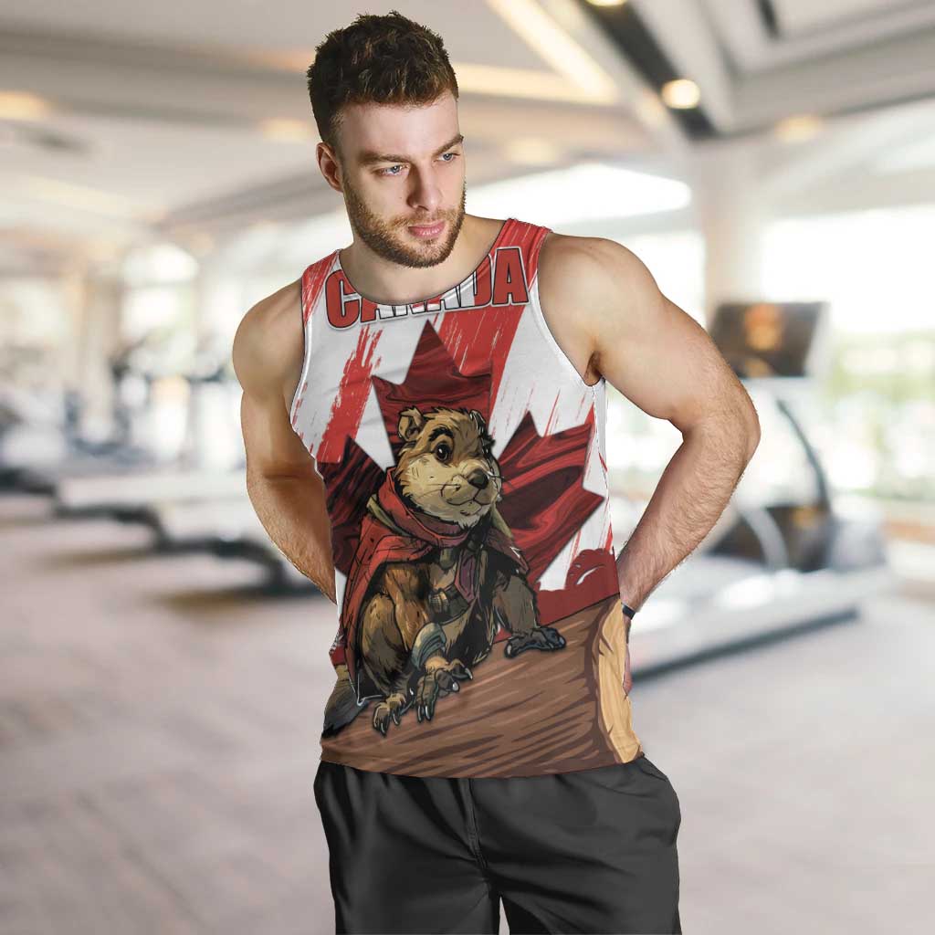 Personalised Canada Beaver Adventurer Men Tank Top With Maple Leaf