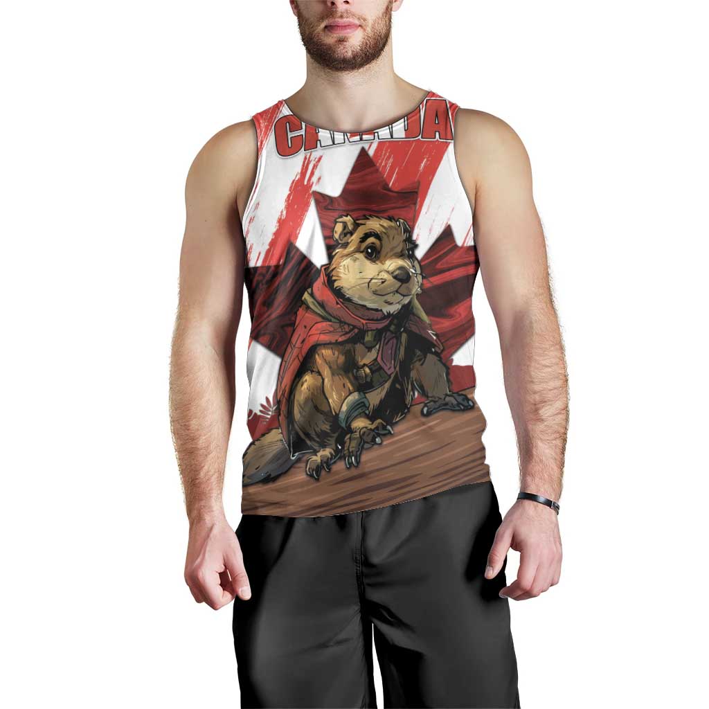 Personalised Canada Beaver Adventurer Men Tank Top With Maple Leaf