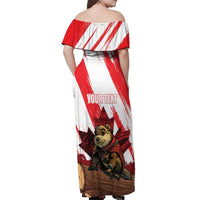 Personalised Canada Beaver Adventurer Off Shoulder Maxi Dress With Maple Leaf