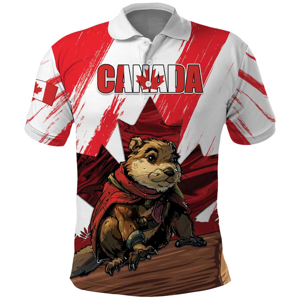 Personalised Canada Beaver Adventurer Polo Shirt With Maple Leaf