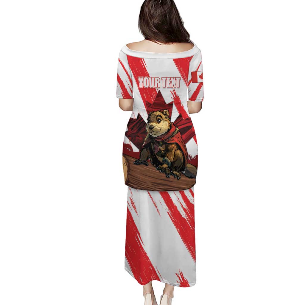Personalised Canada Beaver Adventurer Puletasi With Maple Leaf