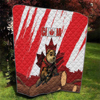 Canada Beaver Adventurer Quilt With Maple Leaf