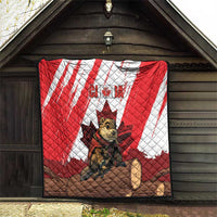 Canada Beaver Adventurer Quilt With Maple Leaf