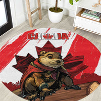 Canada Beaver Adventurer Round Carpet With Maple Leaf