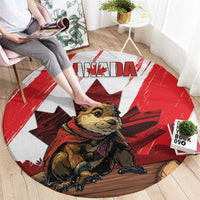 Canada Beaver Adventurer Round Carpet With Maple Leaf