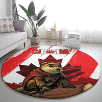 Canada Beaver Adventurer Round Carpet With Maple Leaf