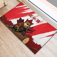Canada Beaver Adventurer Rubber Doormat With Maple Leaf