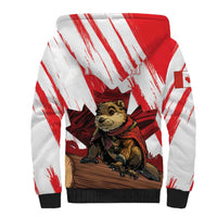 Personalised Canada Beaver Adventurer Sherpa Hoodie With Maple Leaf