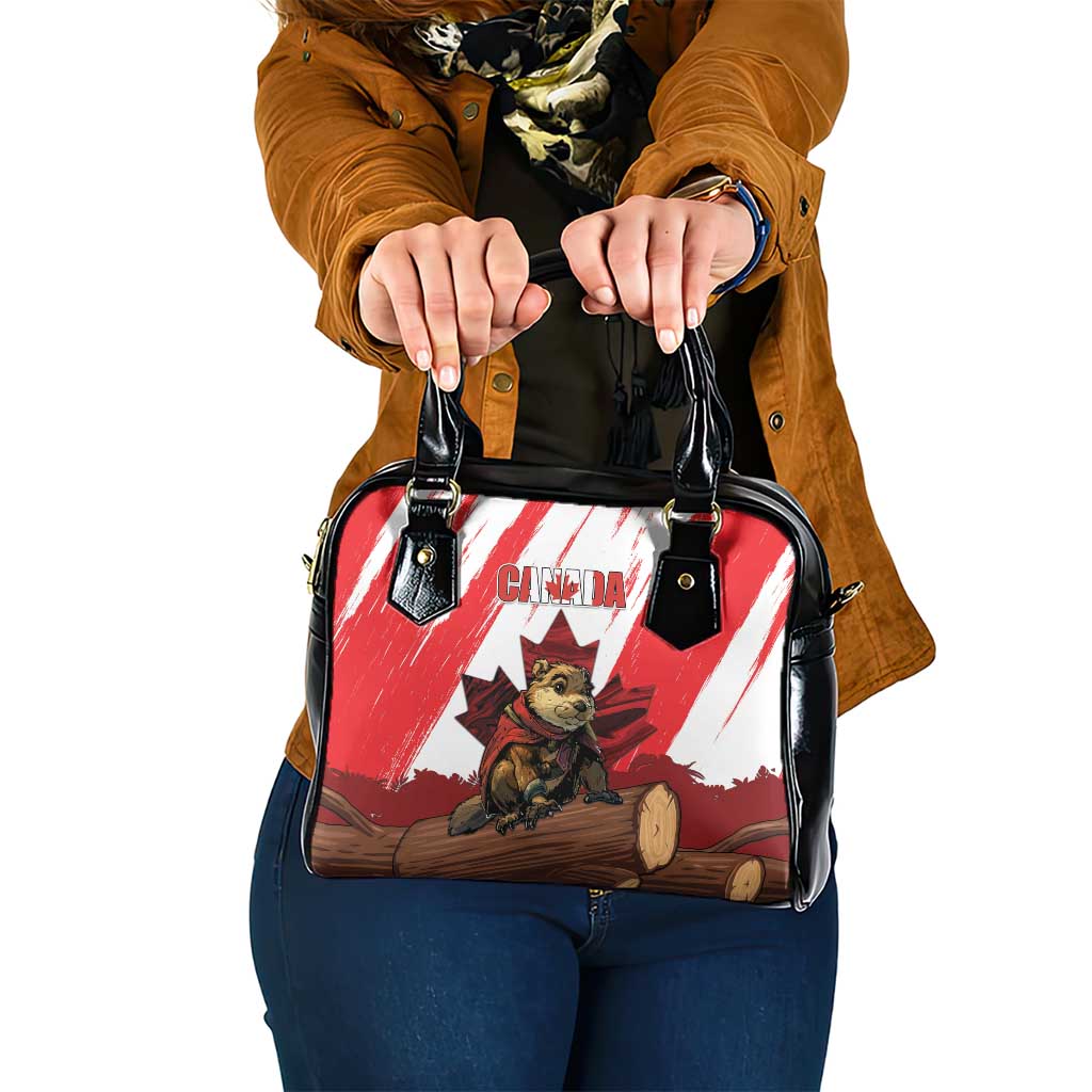 Canada Beaver Adventurer Shoulder Handbag With Maple Leaf