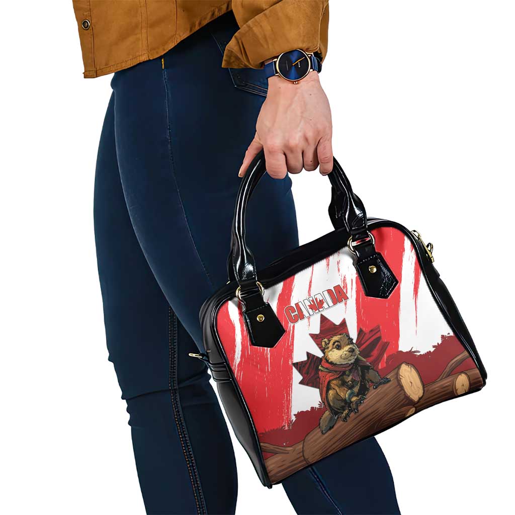 Canada Beaver Adventurer Shoulder Handbag With Maple Leaf