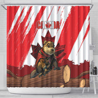 Canada Beaver Adventurer Shower Curtain With Maple Leaf
