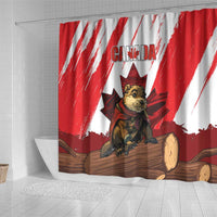 Canada Beaver Adventurer Shower Curtain With Maple Leaf
