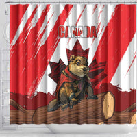 Canada Beaver Adventurer Shower Curtain With Maple Leaf
