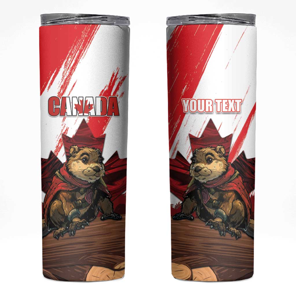 Personalised Canada Beaver Adventurer Skinny Tumbler With Maple Leaf