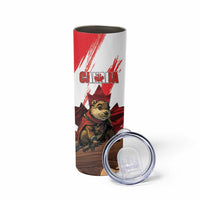 Personalised Canada Beaver Adventurer Skinny Tumbler With Maple Leaf