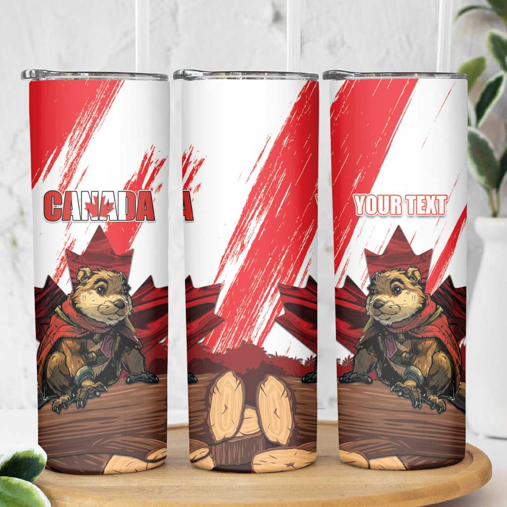 Personalised Canada Beaver Adventurer Skinny Tumbler With Maple Leaf