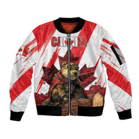 Personalised Canada Beaver Adventurer Sleeve Zip Bomber Jacket With Maple Leaf