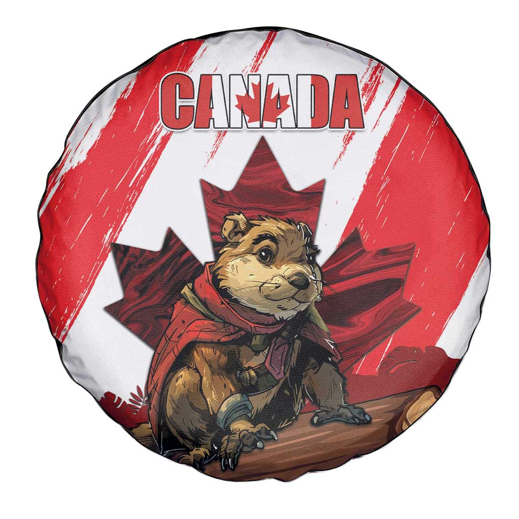 Canada Beaver Adventurer Spare Tire Cover With Maple Leaf