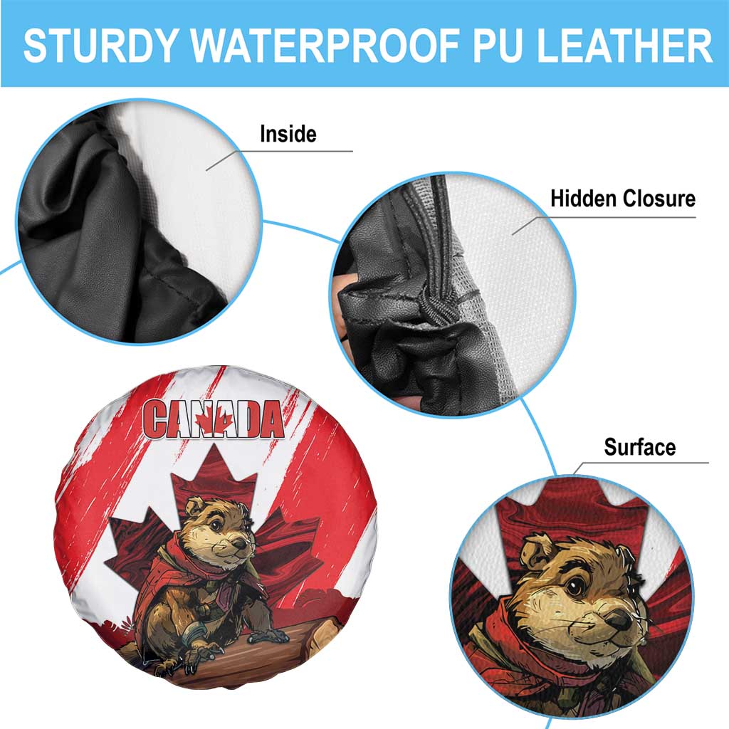 Canada Beaver Adventurer Spare Tire Cover With Maple Leaf