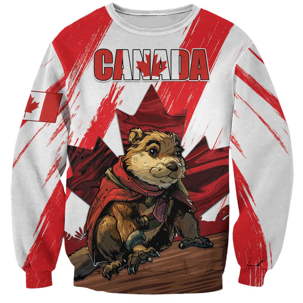 Personalised Canada Beaver Adventurer Sweatshirt With Maple Leaf