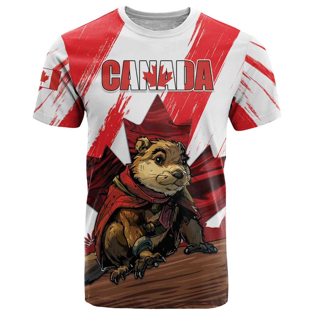 Personalised Canada Beaver Adventurer T Shirt With Maple Leaf