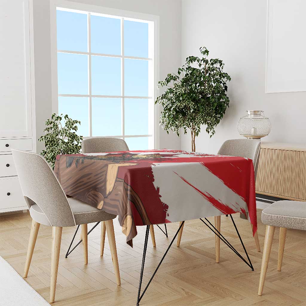 Canada Beaver Adventurer Tablecloth With Maple Leaf