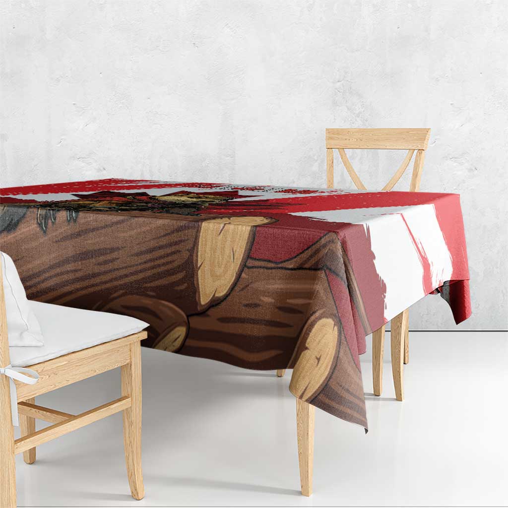 Canada Beaver Adventurer Tablecloth With Maple Leaf