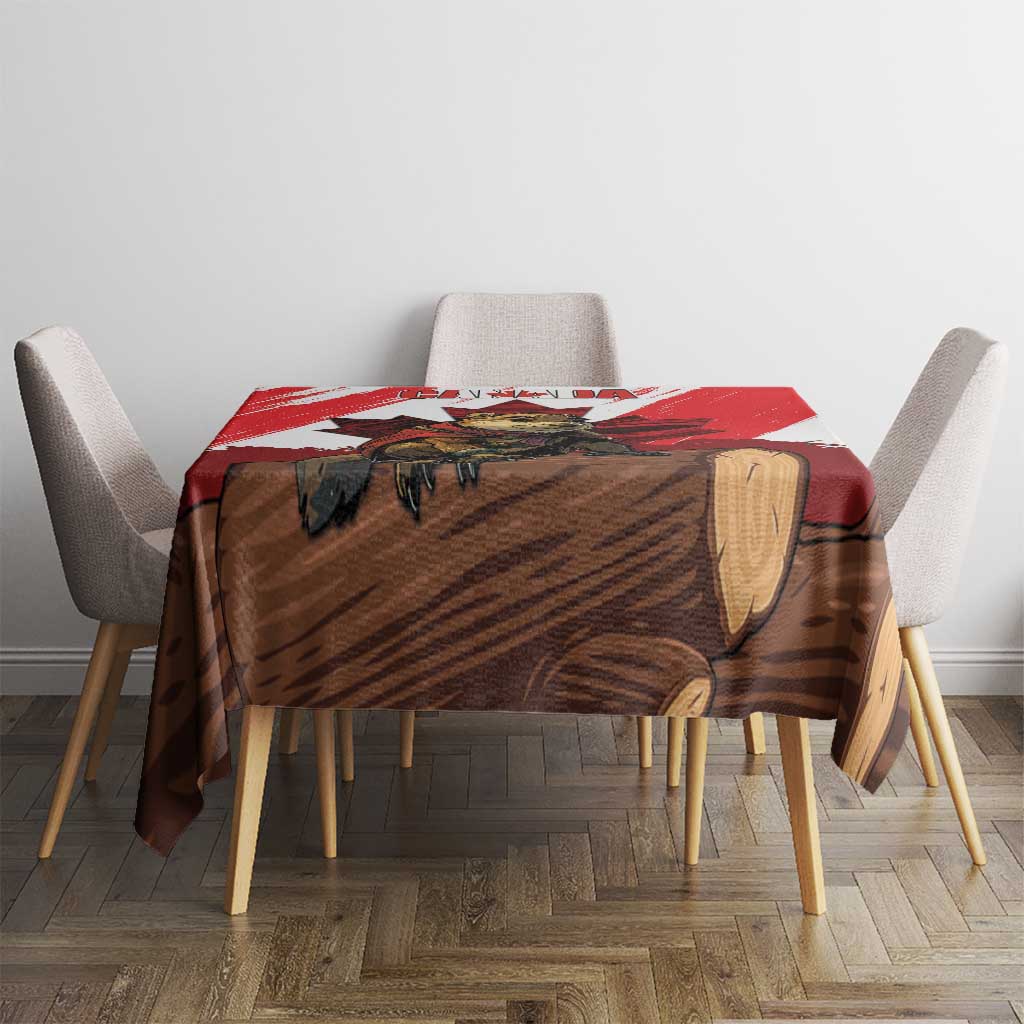 Canada Beaver Adventurer Tablecloth With Maple Leaf
