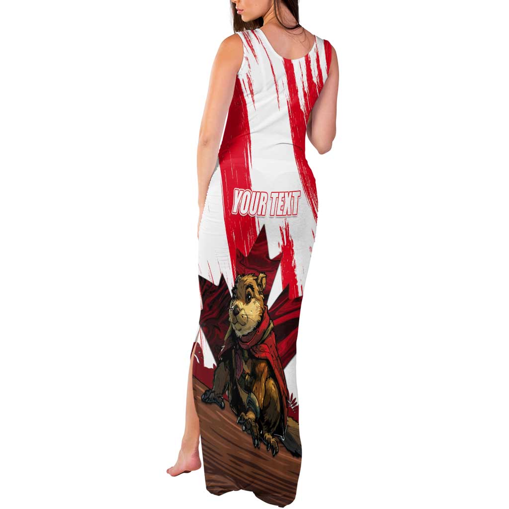 Personalised Canada Beaver Adventurer Tank Maxi Dress With Maple Leaf