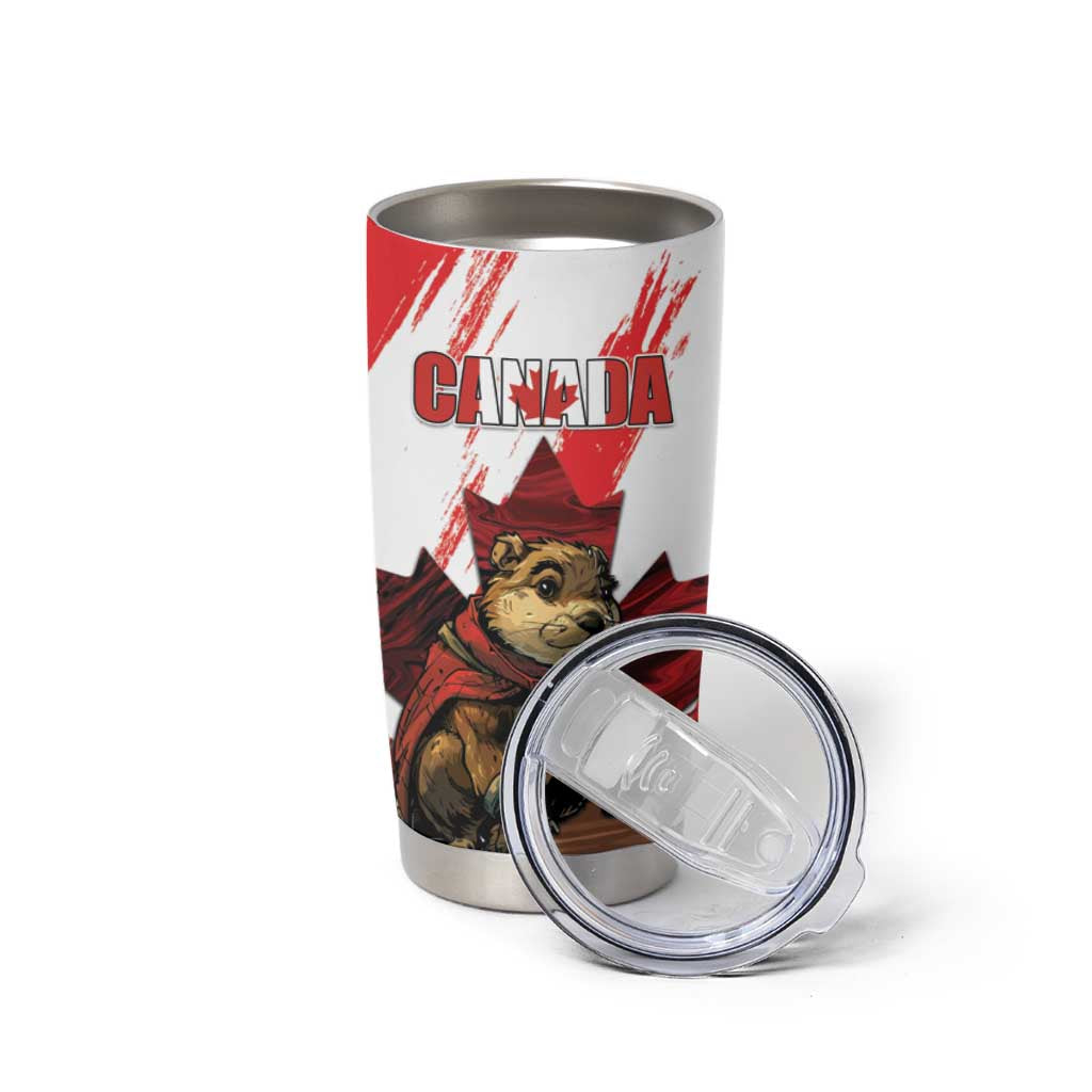 Personalised Canada Beaver Adventurer Tumbler Cup With Maple Leaf