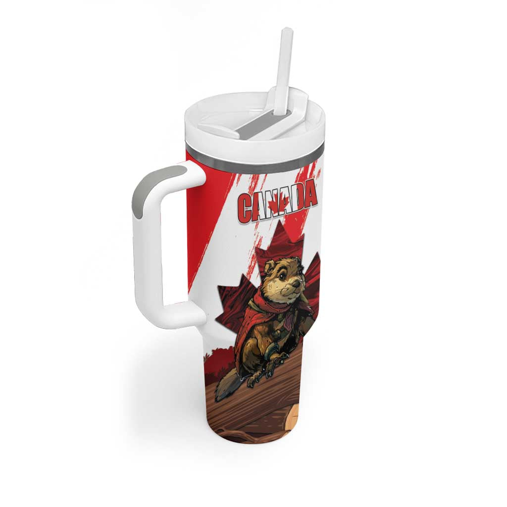Personalised Canada Beaver Adventurer Tumbler With Handle With Maple Leaf