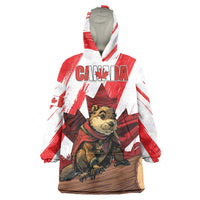 Personalised Canada Beaver Adventurer Wearable Blanket Hoodie With Maple Leaf