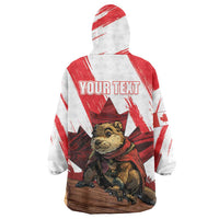 Personalised Canada Beaver Adventurer Wearable Blanket Hoodie With Maple Leaf